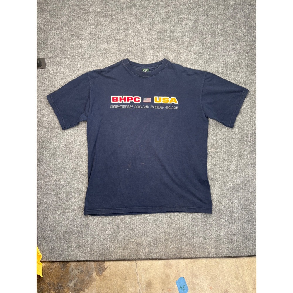 Beverly Hills Polo Club BHPC USA Graphic T-Shirt Navy Blue XXL Cotton Puff Print